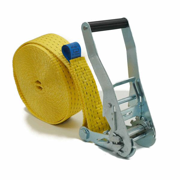 HEBELA Zurrgurt mit Druckratsche HE-7110, 1-teilig 5000 daN zulässige Zugkraft, 50 mm Gurtbreite, gelb,8 m